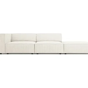 Neuheit Cosmopolitan Design - 4-Sitzer rechtes Sofa "Arendal" aus Chenille-Stoff mit Rippeneffekt elfenbein - 262x102x70cm