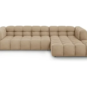 Cosmopolitan Design - 4-Sitzer modulares Ecksofa rechts "Sky" aus Samt sandfarben - 300x162x75cm Markenprodukt