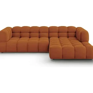 Cosmopolitan Design - 4-Sitzer modulares Ecksofa rechts "Sky" aus Samt terrakotta - 272x162x75cm Billig