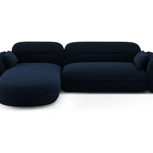 Sofort Bestellen Cosmopolitan Design - 4-Sitzer modulares Ecksofa links "Sydney" aus Samt königsblau - 275x165x70cm