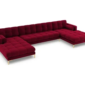 Cosmopolitan Design - 7-Sitzer Panoramasofa "Bali" aus Samt rot - 383x185x75cm Finale Aktion