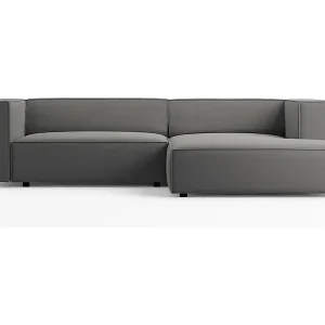 Saisonangebot Cosmopolitan Design - 3-Sitzer Ecksofa rechts "Arendal" aus Samt betonfarben - 224x166x70cm