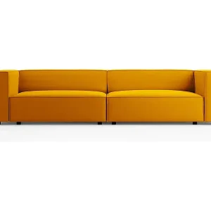 Cosmopolitan Design - 4-Sitzer Sofa "Arendal" aus Samt gelb - 244x102x70cm Must-Have