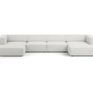 Neu Cosmopolitan Design - 6-Sitzer Panoramasofa "Arendal" aus Chenille-Stoff hellgrau - 364x166x70cm
