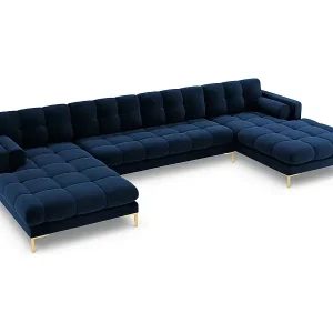 Cosmopolitan Design - 7-Sitzer Panoramasofa "Bali" aus Samt königsblau - 383x185x75cm Finale Aktion