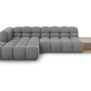 Cosmopolitan Design - 4-Sitzer modulares Ecksofa links "Sky" aus Samt hellgrau - 297x162x75cm Rabatt