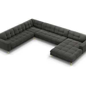 Heißes Angebot Cosmopolitan Design - 7-Sitzer Panoramasofa links "Bali" aus Samt dunkelgrau - 327x256x75cm