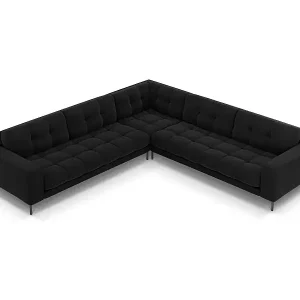Cosmopolitan Design - 6-Sitzer wendbares Ecksofa "Bali" aus Samt schwarz - 256x256x75cm Echt