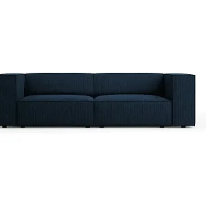 Rabatt Cosmopolitan Design - 3-Sitzer Sofa "Arendal" aus Chenille-Stoff mit Rippeneffekt königsblau - 204x102x70cm