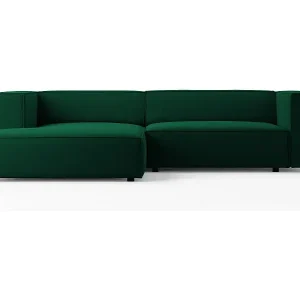 Günstig Cosmopolitan Design - 3-Sitzer Ecksofa links "Arendal" aus Samt flaschengrün - 224x166x70cm