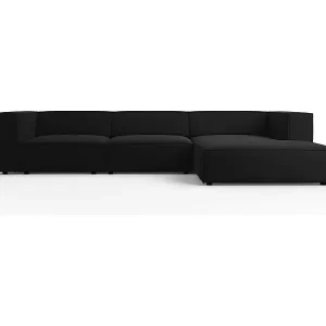 Cosmopolitan Design - 4-Sitzer Ecksofa rechts "Arendal" aus Samt schwarz - 284x166x70cm Preiswert