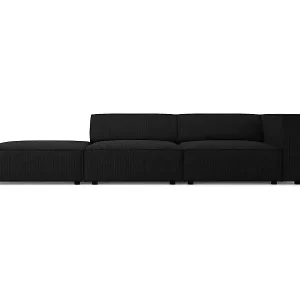 Cosmopolitan Design - 4-Sitzer linkes Sofa "Arendal" aus Chenille-Stoff mit Rippeneffekt schwarz - 262x102x70cm Kostenfreie Lieferung