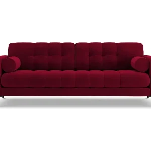 Cosmopolitan Design - 3-Sitzer Sofa "Bali" aus Samt rot - 177x92x75cm Abverkauf