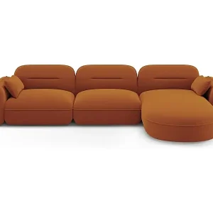 Zertifiziert Cosmopolitan Design - 4-Sitzer modulares Ecksofa rechts "Sydney" aus Samt terrakotta - 320x165x70cm