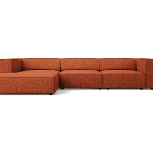 Cosmopolitan Design - 4-Sitzer Ecksofa links "Arendal" aus Chenille-Stoff terrakotta - 284x166x70cm Markenware