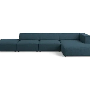 Meistverkauft Cosmopolitan Design - 5-Sitzer Ecksofa rechts "Arendal" aus Chenille-Stoff mit Rippeneffekt marineblau - 341x166x70cm