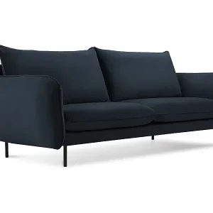 Cosmopolitan Design - 2-Sitzer Sofa "Vienna" aus Samt dunkelblau - 160x92x95cm Solange Der Vorrat Reicht