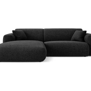 Cosmopolitan Design - 4-Sitzer Ecksofa links "Nolio" aus Chenille-Stoff schwarz - 235x170x72cm Bestseller
