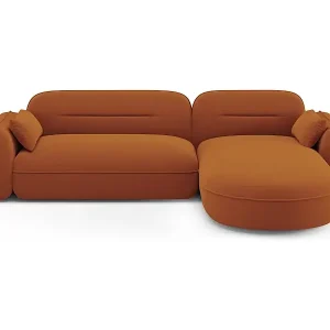 Cosmopolitan Design - 4-Sitzer modulares Ecksofa rechts "Sydney" aus Samt terrakotta - 275x165x70cm Finale Aktion