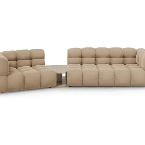 Sofort Bestellen Cosmopolitan Design - 3-Sitzer modulares Sofa links "Sky" aus Samt sandfarben - 353x148x75cm