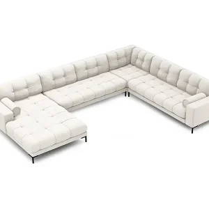 Finale Aktion Cosmopolitan Design - 7-Sitzer Panoramasofa rechts "Bali" aus strukturiertem Stoff leichtes beige - 327x256x75cm