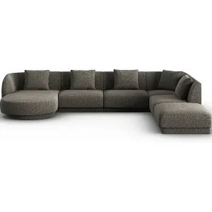 Cosmopolitan Design - 6-Sitzer Panoramasofa rechts "Tulum" aus Chenille-Stoff grau - 330x255x70cm Angebot