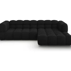 Kostenloser Rückversand Cosmopolitan Design - 4-Sitzer modulares Ecksofa rechts "Sky" aus Samt schwarz - 272x162x75cm