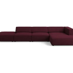 Wochenendangebot Cosmopolitan Design - 5-Sitzer Ecksofa rechts "Arendal" aus Chenille-Stoff mit Rippeneffekt rubin - 341x166x70cm