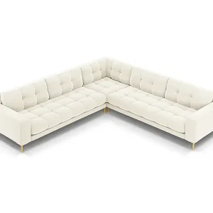Sale Cosmopolitan Design - 6-Sitzer wendbares Ecksofa "Bali" aus Samt leichtes beige - 256x256x75cm