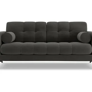 Cosmopolitan Design - 2-Sitzer Sofa "Bali" aus Samt dunkelgrau - 152x92x75cm Direktkauf