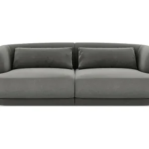 Cosmopolitan Design - 2-Sitzer Sofa "Tulum" aus Samt hellgrau - 180x90x70cm Aktuell