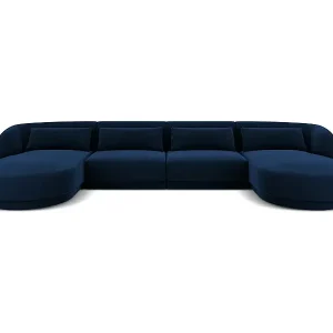 Begrenztes Angebot Cosmopolitan Design - 5-Sitzer Panoramasofa "Tulum" aus Samt königsblau - 330x156x70cm
