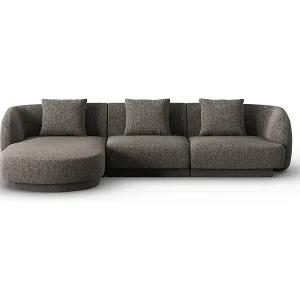 Kracherpreis Cosmopolitan Design - 4-Sitzer Ecksofa links "Tulum" aus Chenille-Stoff grau - 255x156x70cm