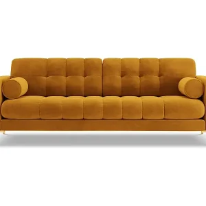 Cosmopolitan Design - 3-Sitzer Sofa "Bali" aus Samt gelb - 177x92x75cm Sonderaktion