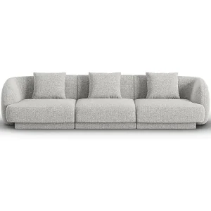 Cosmopolitan Design - 3-Sitzer Sofa "Tulum" aus Chenille-Stoff hellgrau - 255x90x70cm Rabatt