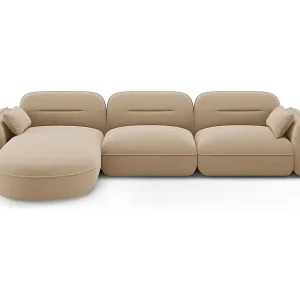 Günstig Cosmopolitan Design - 4-Sitzer modulares Ecksofa links "Sydney" aus Samt sandfarben - 320x165x70cm