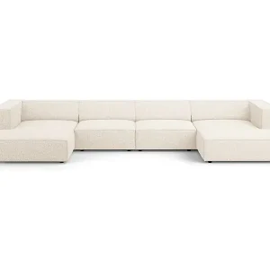 Cosmopolitan Design - 6-Sitzer Panoramasofa "Arendal" aus Chenille-Stoff leichtes beige - 364x166x70cm Saisonangebot