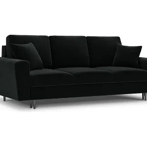 Cosmopolitan Design - 3-Sitzer ausklappbares Sofa mit Bettkasten "Kyoto" aus Samt schwarz - 235x100x88cm Preiswert