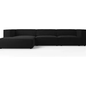 Bestseller Cosmopolitan Design - 4-Sitzer Ecksofa links "Arendal" aus Samt schwarz - 284x166x70cm