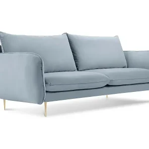 Cosmopolitan Design - 2-Sitzer Sofa "Vienna" aus Samt hellblau - 160x92x95cm Echt