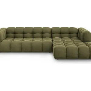 Cosmopolitan Design - 4-Sitzer modulares Ecksofa rechts "Sky" aus Samt hellgrün - 300x162x75cm Sichere Zahlung