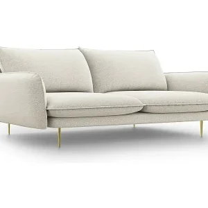 Cosmopolitan Design - 4-Sitzer Sofa "Vienna" aus strukturiertem Stoff leichtes beige - 230x92x95cm Sonderaktion