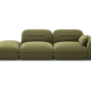 Cosmopolitan Design - 3-Sitzer modulares Sofa links "Sydney" aus Samt hellgrün - 295x90x70cm Top-Angebot