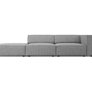 Cosmopolitan Design - 4-Sitzer linkes Sofa "Arendal" aus Chenille-Stoff mit Rippeneffekt dunkelgrau - 262x102x70cm Solange Der Vorrat Reicht