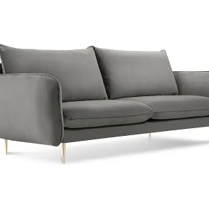 Nur Für Kurze Zeit Cosmopolitan Design - 2-Sitzer Sofa "Vienna" aus Samt hellgrau - 160x92x95cm