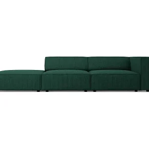 Cosmopolitan Design - 4-Sitzer linkes Sofa "Arendal" aus Chenille-Stoff mit Rippeneffekt flaschengrün - 262x102x70cm Finale Aktion