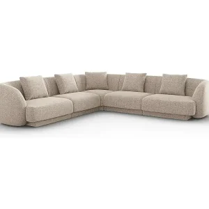 Cosmopolitan Design - 5-Sitzer wendbares Ecksofa "Tulum" aus Chenille-Stoff beige - 255x255x70cm Meistverkauft