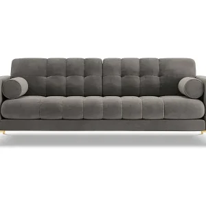 Cosmopolitan Design - 3-Sitzer Sofa "Bali" aus Samt hellgrau - 177x92x75cm Online Kaufen