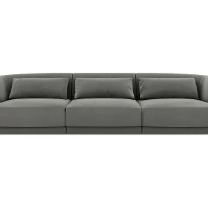 Sale Cosmopolitan Design - 3-Sitzer Sofa "Tulum" aus Samt hellgrau - 255x90x70cm