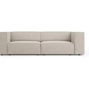 Beliebt Cosmopolitan Design - 3-Sitzer Sofa "Arendal" aus Chenille-Stoff mit Rippeneffekt dunkelbeige - 204x102x70cm